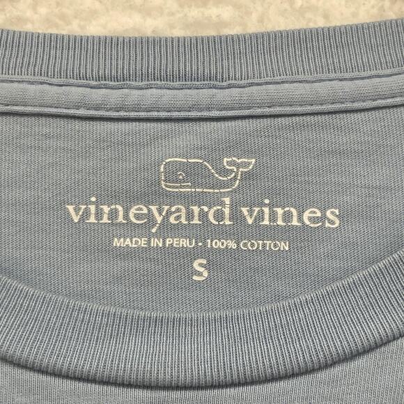 Vineyard Vines Shirt Mens Small Blue Long Sleeve Pocket Merry Christmas Whale - Picture 3 of 12